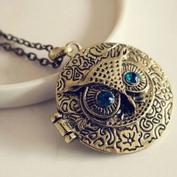 NEW!💙💎🦉OWL! GOLDEN ANTIQUE LOCKET!🦉💎💙AWESOME - Picture 4 of 8